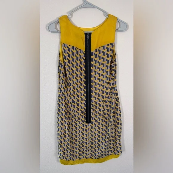 Rag & Bone Chelsea Yellow/blue Organza Sleeveless 100% Silk Mini Dress Sz 2 - Picture 7 of 8